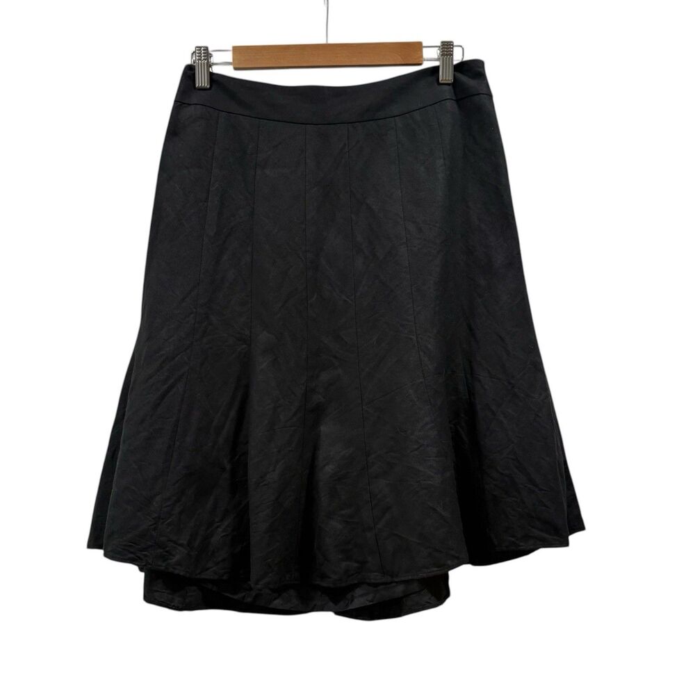 Loft Black Linen Blend A-line Skirt Size 8